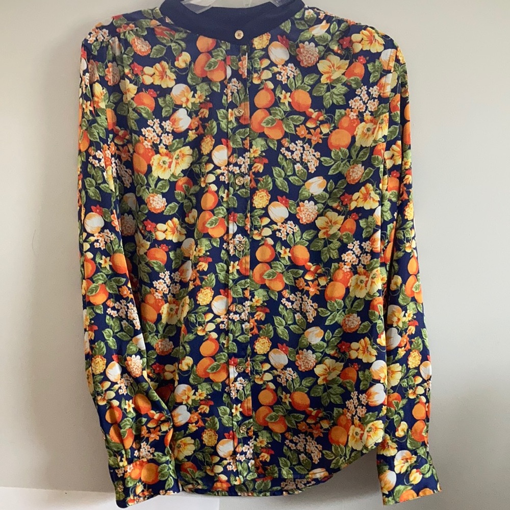 Navy blue patterned Blouse